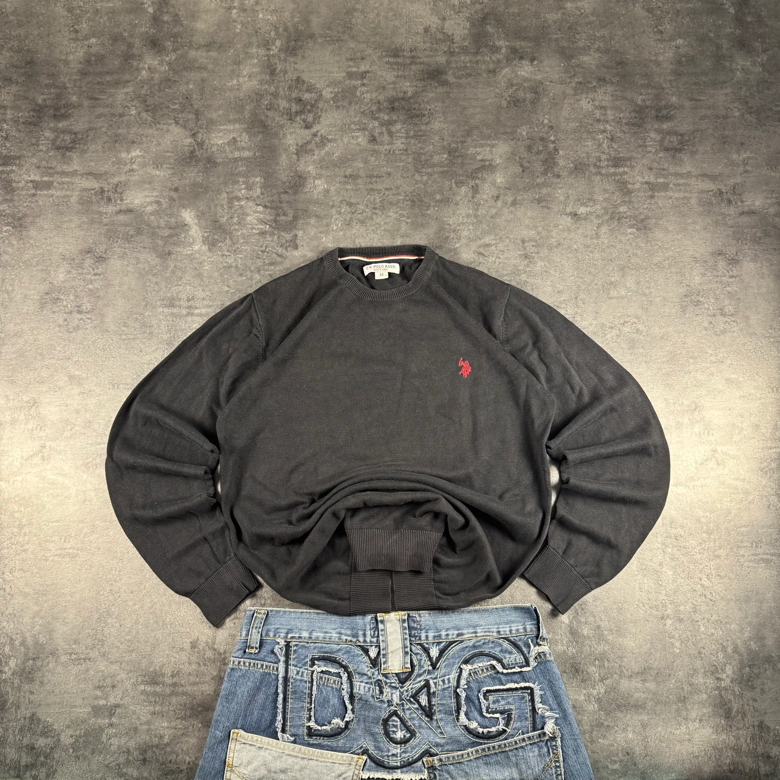 U.S. Polo ASSN Crewneck Sweatshirt Black Cotton Premium Vintage Y2K Luxury Tactical Achieve